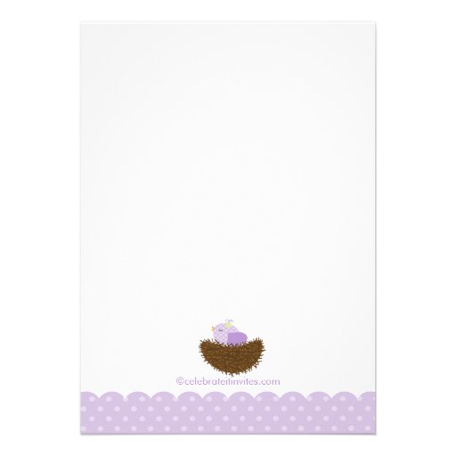 Purple Baby Bird Nest Baby Shower Invitations