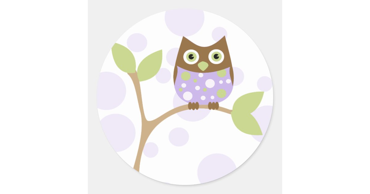 Purple Baby Owl Classic Round Sticker | Zazzle