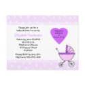 Purple Baby Shower Invitation Carriage Postcard postcard