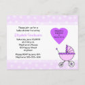 Purple Baby Shower Invitation Carriage Postcard postcard