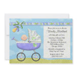Purple Baby Shower Invitation with Stroller