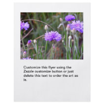 Purple bachelor buttons fun colorful garden flower personalized flyer