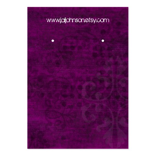 Purple Background Earring Cards Business Card Template (front side)