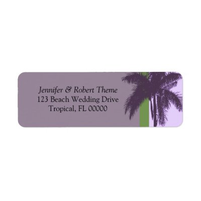 Purple Background Palm Tree DIY Wedding Labels Return Address Labels by 