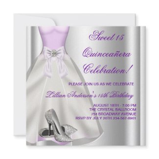 Purple Ball Gown High Heel Shoes Quinceanera invitation Purple Ball Gown High Heel Shoes Quinceanera invitation