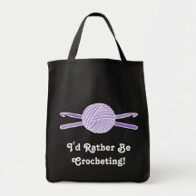 Purple Ball of Yarn & Crochet Hooks Bag