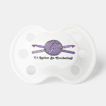 Purple Ball of Yarn & Crochet Hooks Pacifier