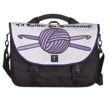 Purple Ball of Yarn & Crochet Hooks (Purple Back) Laptop Computer Bag