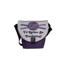 Purple Ball of Yarn & Crochet Hooks (Purple Back) Messenger Bag