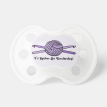 Purple Ball of Yarn & Crochet Hooks (Purple Back) Baby Pacifiers