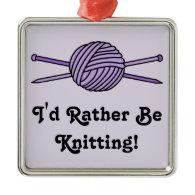 Purple Ball of Yarn & Knitting Needles Ornament