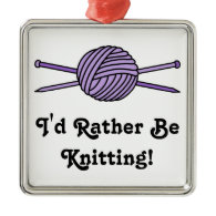 Purple Ball of Yarn & Knitting Needles Ornament