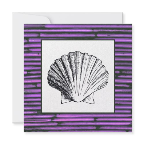 Purple Bamboo Sea Shell Wedding Invitation invitation