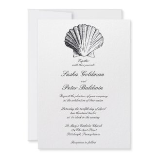 Purple Bamboo Sea Shells Wedding Invitation