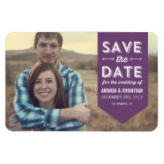 Purple Banner Photo Save The Date Magnet