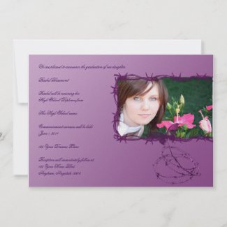 Purple Barbed Butterfly Graduation Announcement invitation