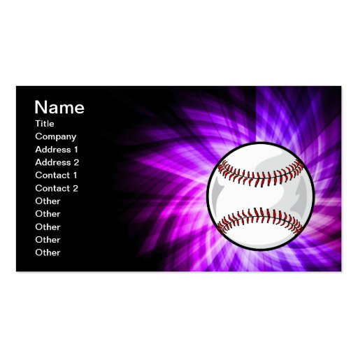Purple Baseball; Softball Business Card Templates (front side)