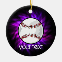 Purple Baseball; Softball Christmas Tree Ornaments