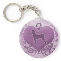 Purple Basenji Valentine Key Chains