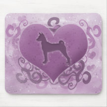 Purple Basenji Valentine Mouse Pads