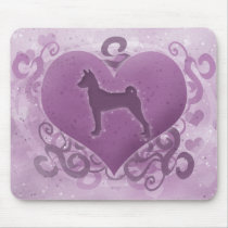 Purple Basenji Valentine Mouse Pads