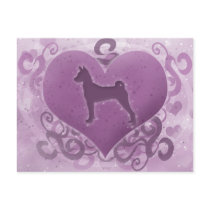 Purple Basenji Valentine Post Card
