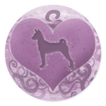 Purple Basenji Valentine Sticker