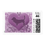 Purple Basset Hound Valentine postage