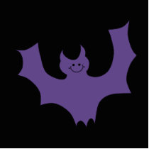 Purple Bat Cartoon. Black Background. Acrylic Cut Out
