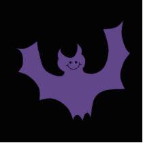 Purple Bat Cartoon. Black Background. Photo Cutout