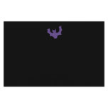 Purple Bat Cartoon. Black Background. Stationery Design