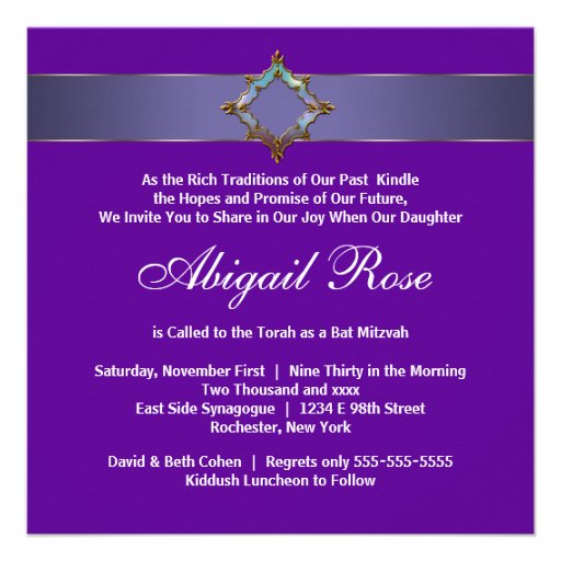Purple Bat Mitzvah Announcements