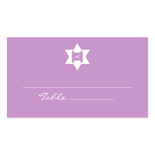 Purple Bat Mitzvah Place Cards Business Cards (front side)