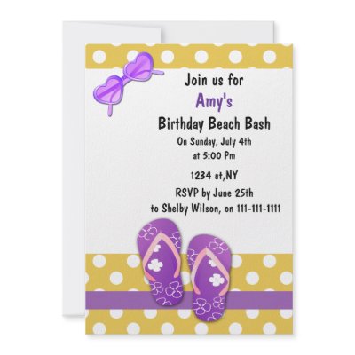 PURPLE Beach Party Invitations Zazzle_invitation PURPLE Beach Party Invitations Zazzle_invitation