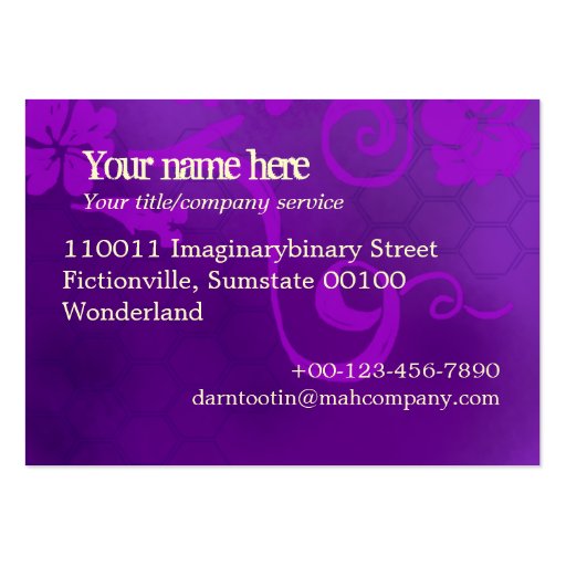 Purple bees business card template (back side)