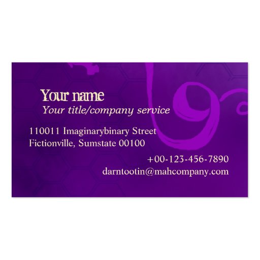 Purple bees business card templates (back side)