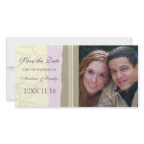 Purple Beige Save the Date Wedding Photo Cards