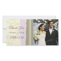 Purple Beige Thank You Wedding Photo Cards