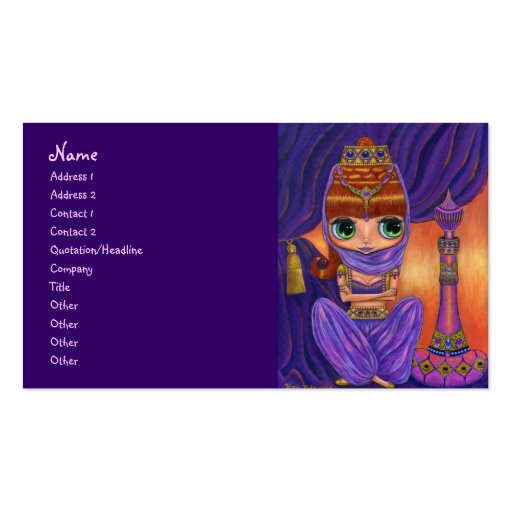 Purple Belly Dancer Genie Girl with Magic Bottle Business Card Templates