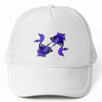 Purple Betta Trucker Hats Cool Fish in Sunglasses