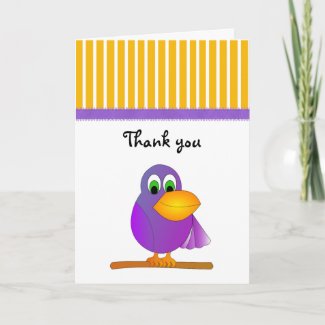 Purple Bird Thank You Note zazzle_card