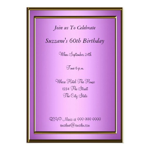 Purple  Birthday Party Invitation purpleGold