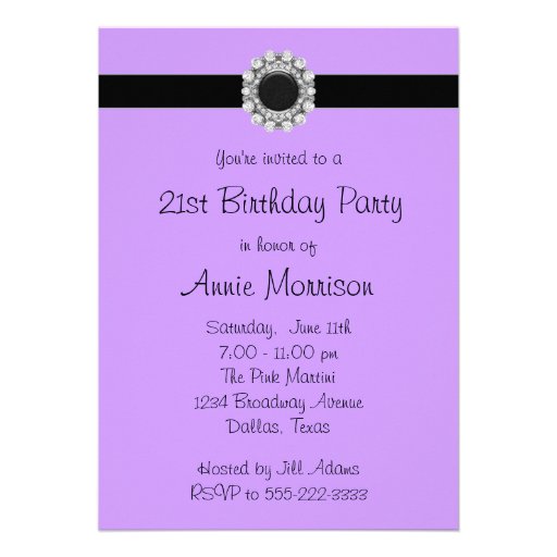 Purple Black 21st Birthday Party Invitation