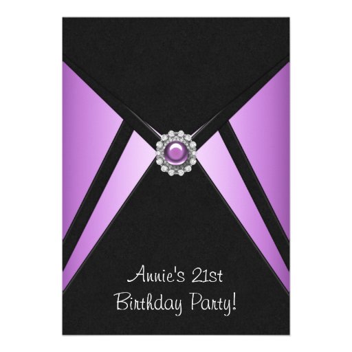 Purple Black 21st Birthday Party Invitation (front side)