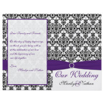 Purple, Black, and White Damask Wedding Program II Flyers