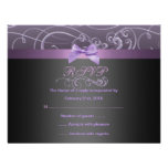 Purple/Black Bow & Swirl Birthday RSVP Card Personalized Announcements