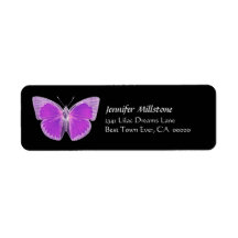 Purple & Black Butterfly Address Label