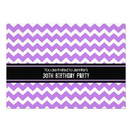 Purple Black Chevron 30th Birthday Party Invites