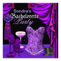 Purple Black Corset Bachelorette Party Shoes invitations