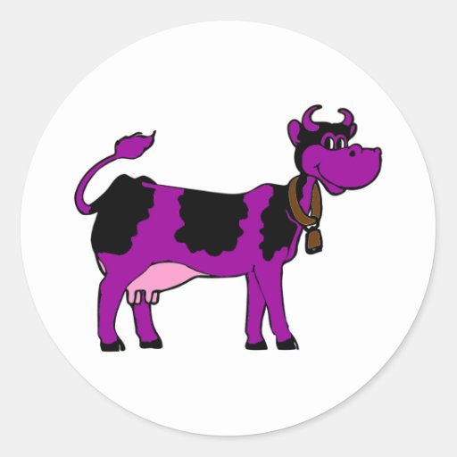 Purple And Black Cow With Pink Nipples Classic Round Sticker Zazzle
